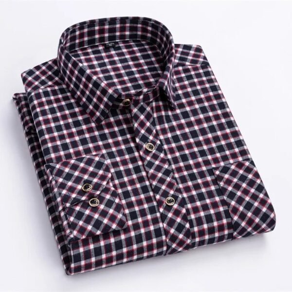 Cotton Flannel Shirts for Men – Long Sleeve - Image 3