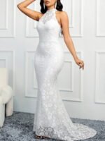 White Backless Lace-Up Maxi Dress – Sexy Spaghetti Strap Bodycon Gown - Image 3