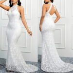 White Backless Lace-Up Maxi Dress – Sexy Spaghetti Strap Bodycon Gown - Image 7