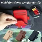 PU Leather Car Glasses Holder – Sunglasses Storage Case with Magnetic Clip & Card Holder