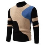 Men's Autumn & Winter Color Block Knit Sweater – Casual Warm Pullover