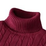 Men's High Neck Turtleneck Sweater – Solid Color Warm Knitted Pullover