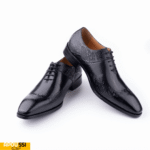 Men’s Handmade Black Designer Oxfords – Genuine Leather Dress Shoes for Weddings & Formal Events